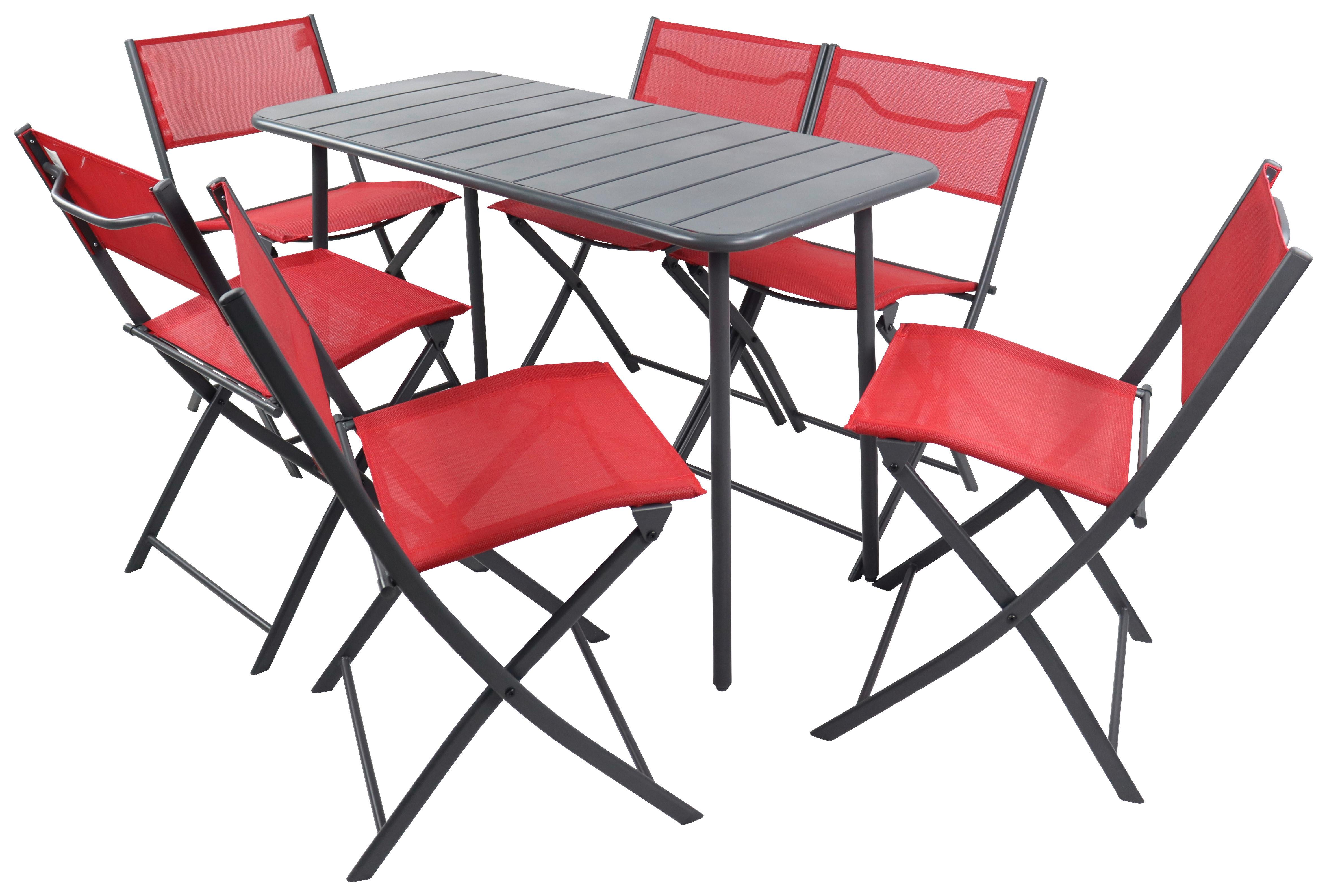 Gartenmöbel Set 7-Tlg. Sumila aus Metall/Kunststoff/Textil