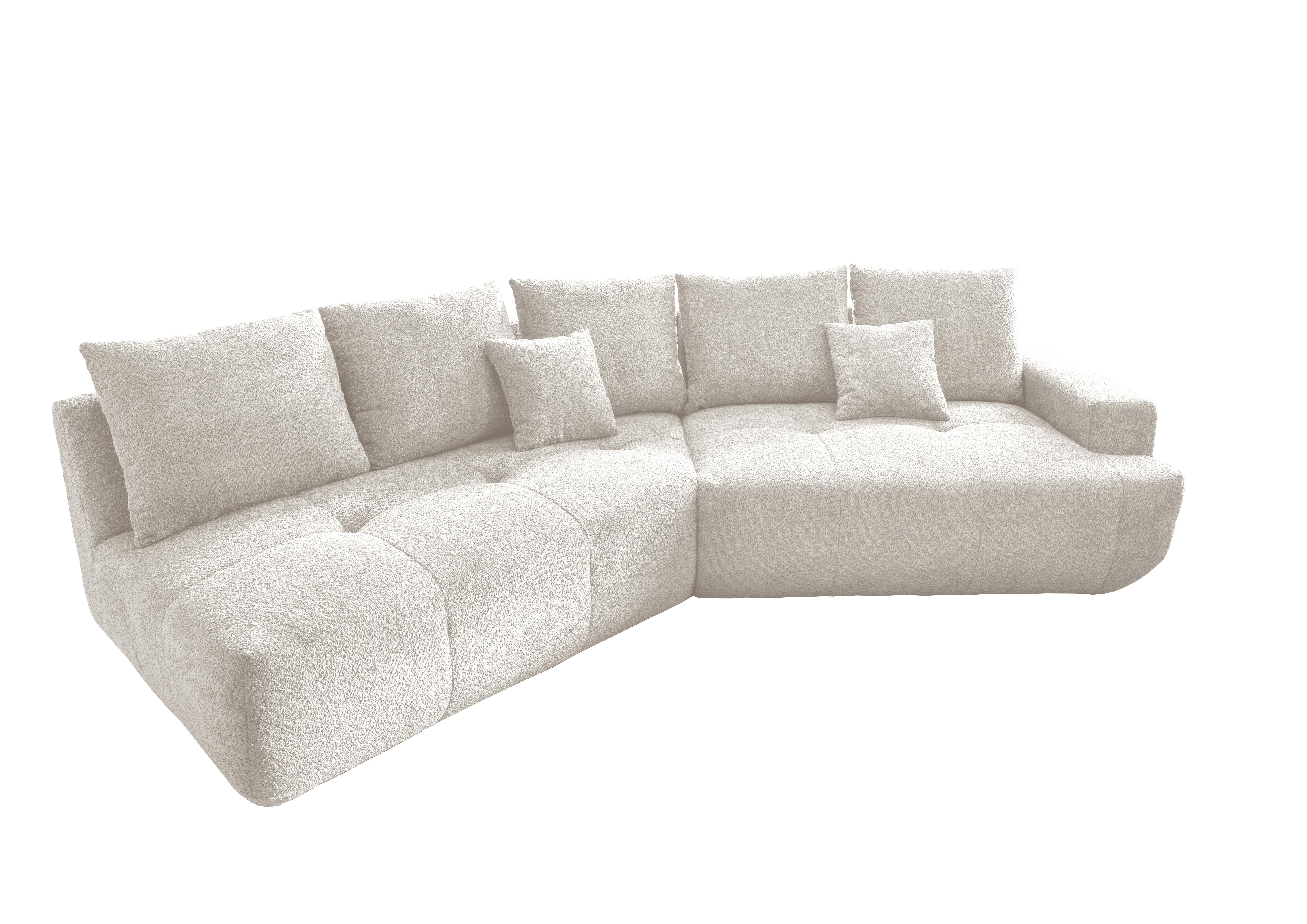Big Sofa Fertilia Bouclé Weiß, B: 323 Cm - Schwarz/Weiß, MODERN, Textil (323/91/155cm) - Livetastic