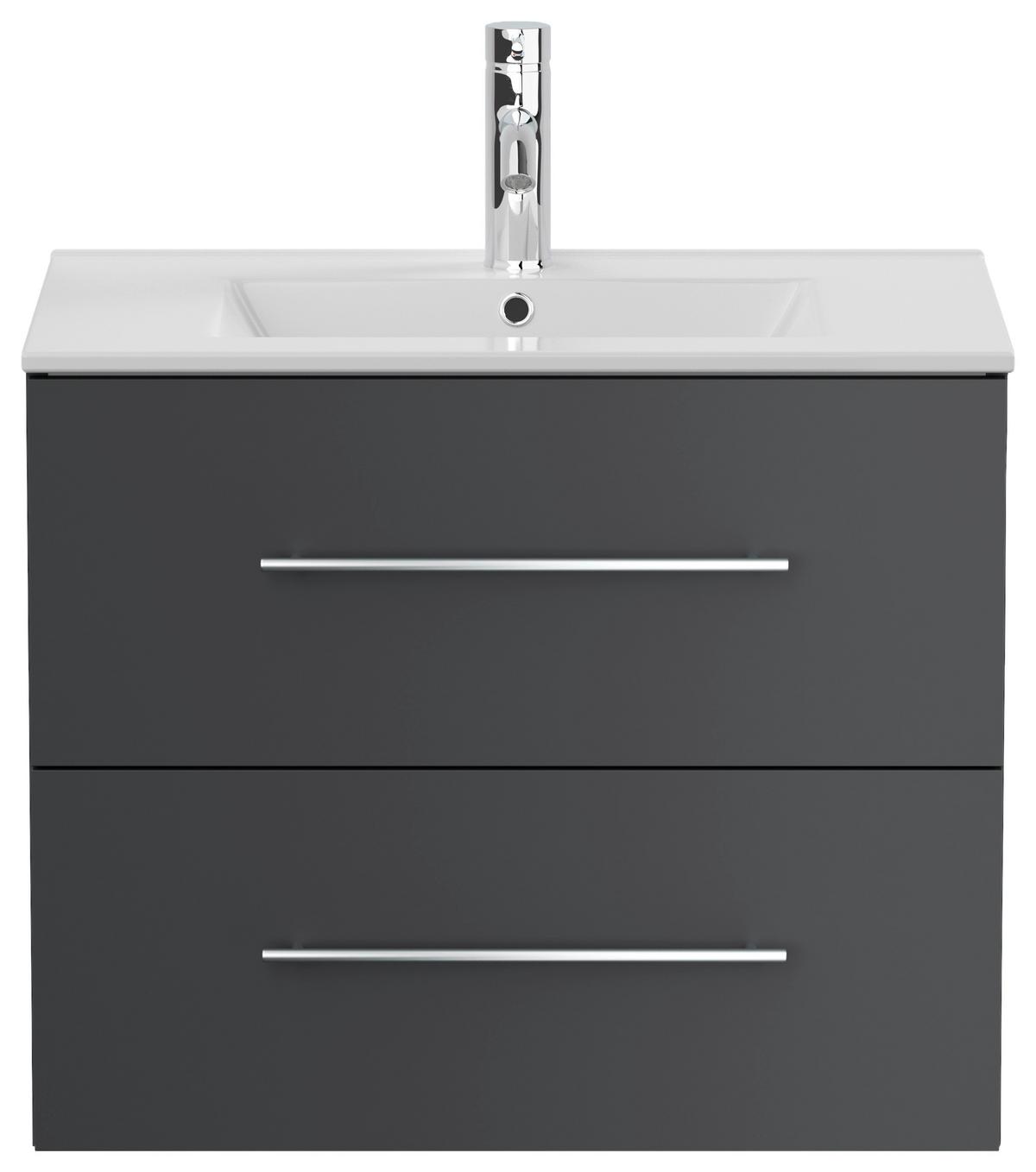 WASCHTISCHKOMBI Homeline, Graphitf, B: 71 cm - Graphitfarben/Weiß, Basics, Keramik/Holzwerkstoff (71cm) - MID.YOU