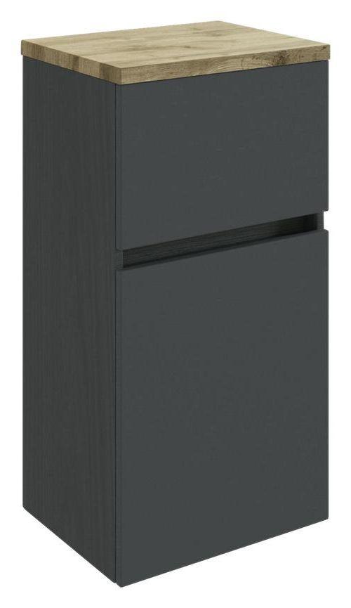 Unterschrank mit Türdämpfer Pienza B: 40 cm, Graphitfarben - Eichefarben/Silberfarben, Basics, Holzwerkstoff (40/79/35cm) - Held