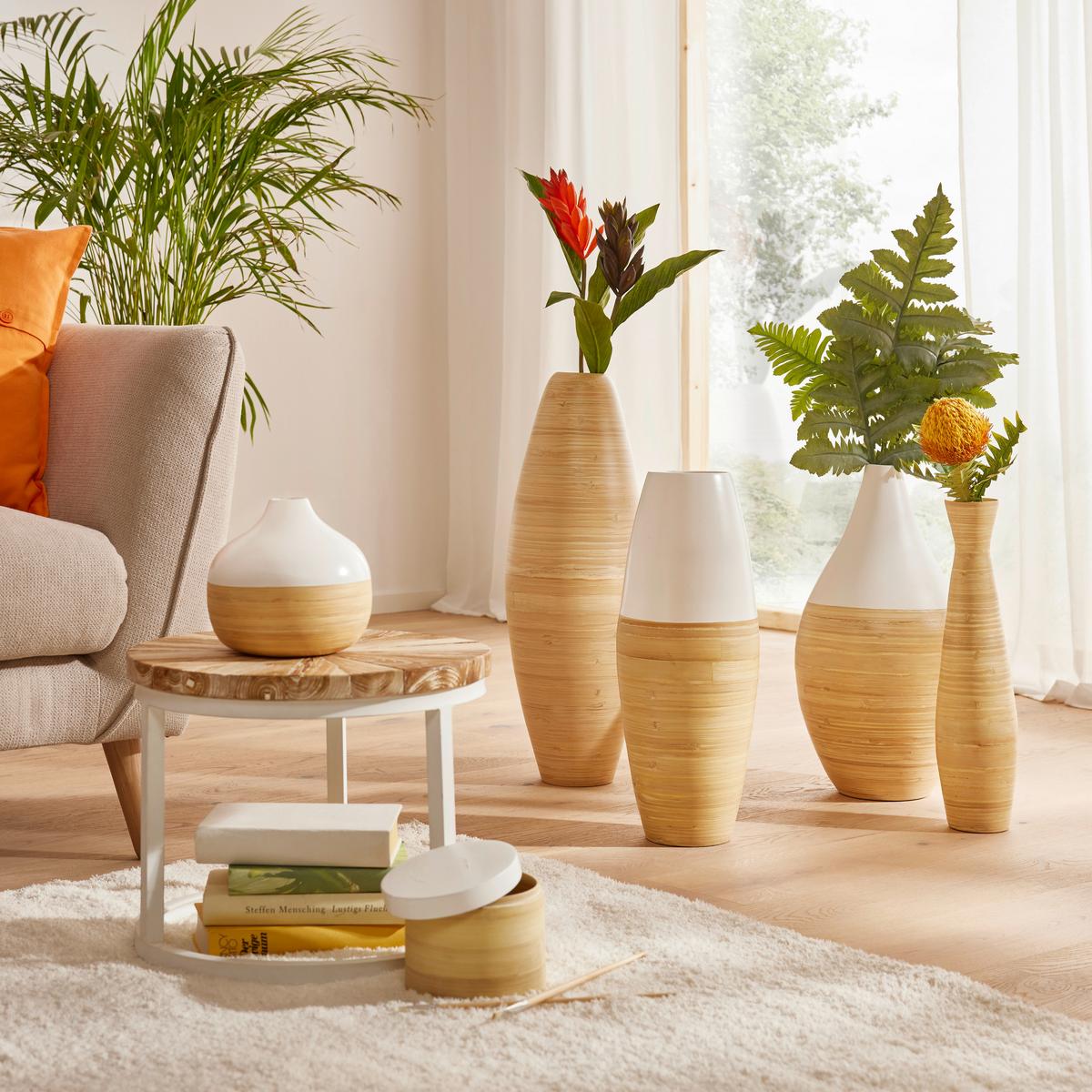 Dekoračná váza Diana, Ø/V: 26/50cm - biela/prírodná farba, Lifestyle, prírodné materiály (26/50cm) - Zandiara