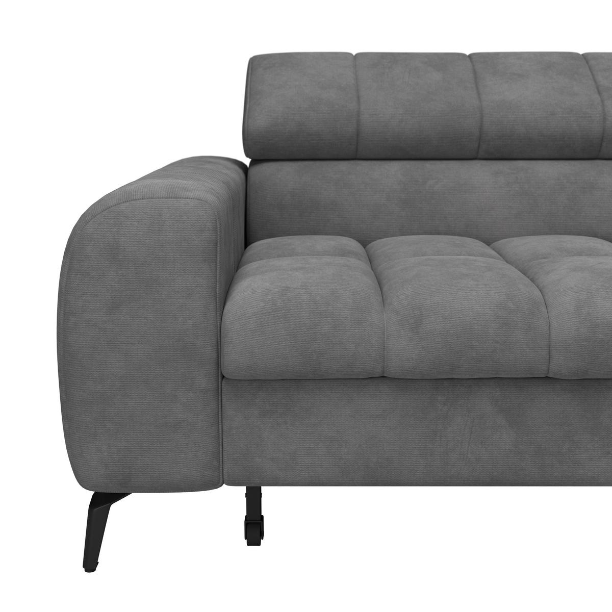 Ecksofa Volf Rechts New Dunkelgrau, S: 261x203 cm - Dunkelgrau/Schwarz, Trend, Kunststoff/Textil (261/203cm)