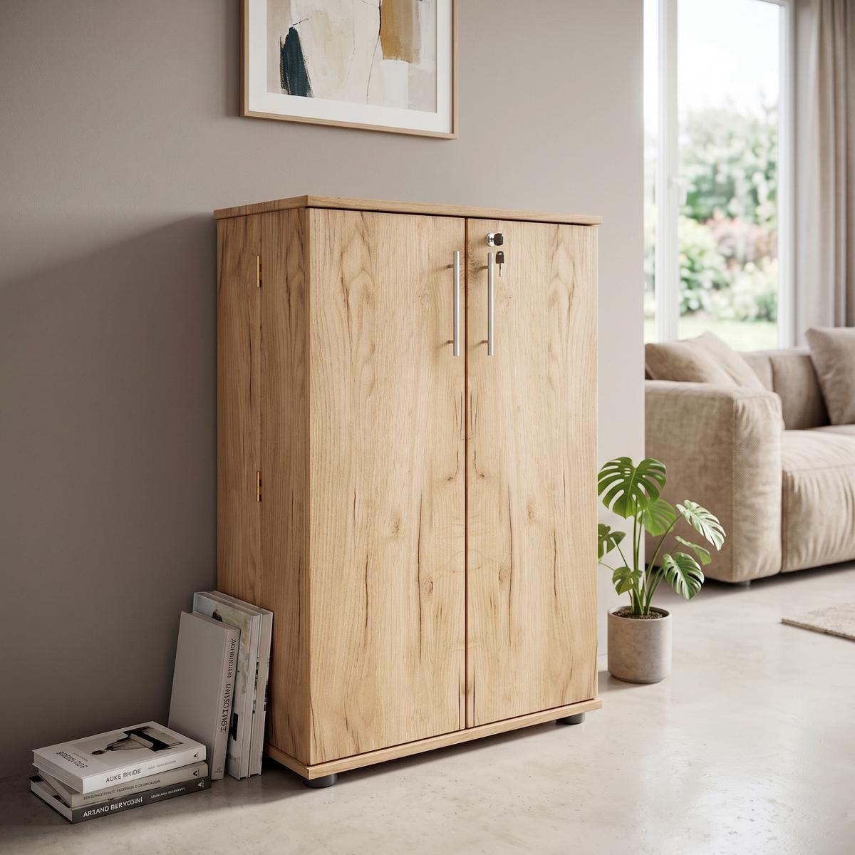 CD-REGAL Engalo Eiche Dekor B: 60 cm - Honigeiche/Schwarz, Design, Holzwerkstoff (60/93/31cm) - MID.YOU