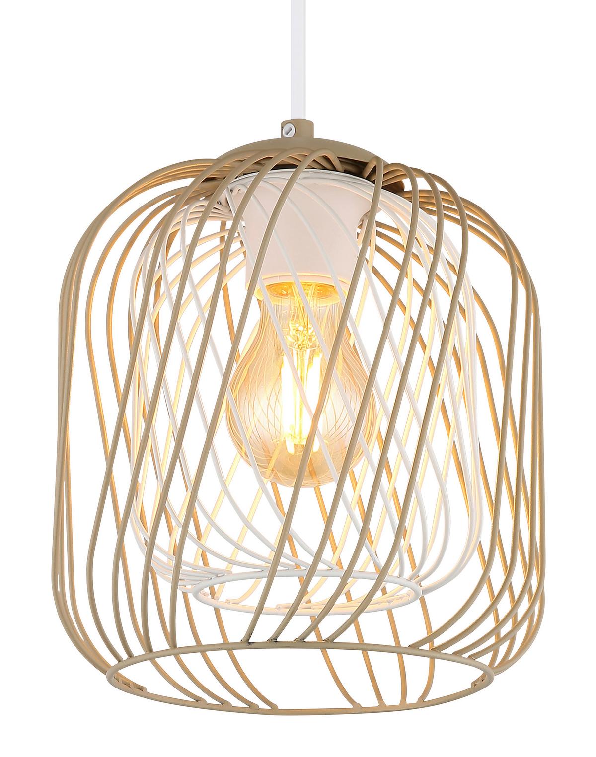 Hängeleuchte Dichti Creme Weiß Sandfarben D: 18 cm - Sandfarben/Creme, Basics, Kunststoff/Metall (18/150cm) - Globo