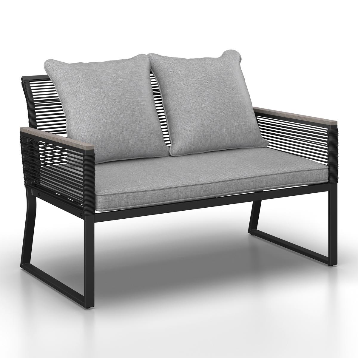 TERASOVÁ SEDACIA SÚPRAVA PAULINA - čierna/svetlosivá, Modern, kov/textil (106/74/70,5cm) - Bessagi Garden