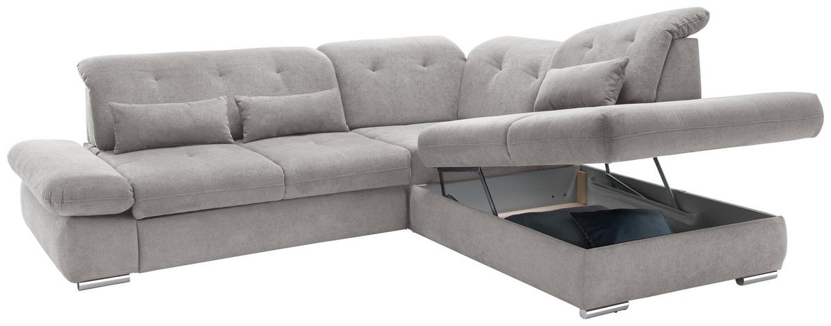 Ecksofa Dalida Grau S: 280x254 cm - Chromfarben/Grau, MODERN, Textil (280/254cm) - Livetastic