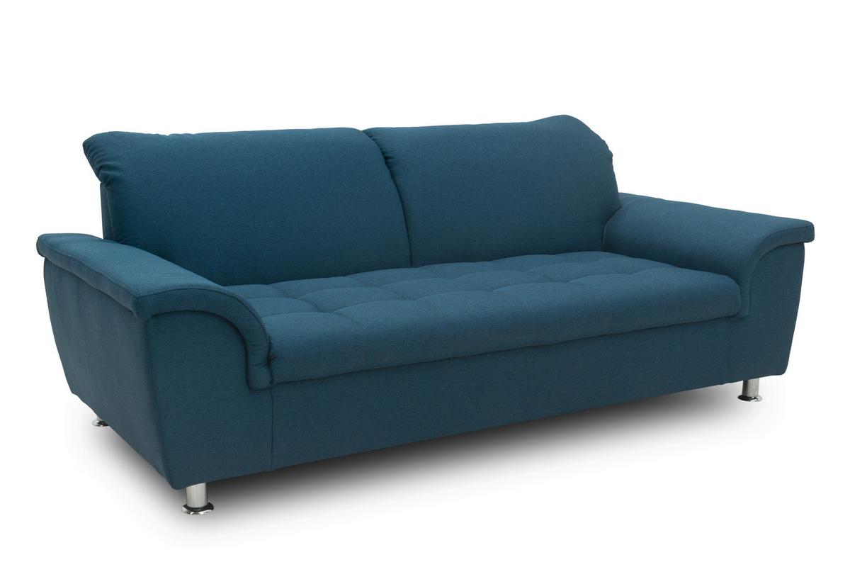 2-sitzer-sofa Mit Kopfteil Verstellbar Franzi Petrol - Chromfarben/Dunkelblau, KONVENTIONELL, Textil (210/81/105cm) - MID.YOU
