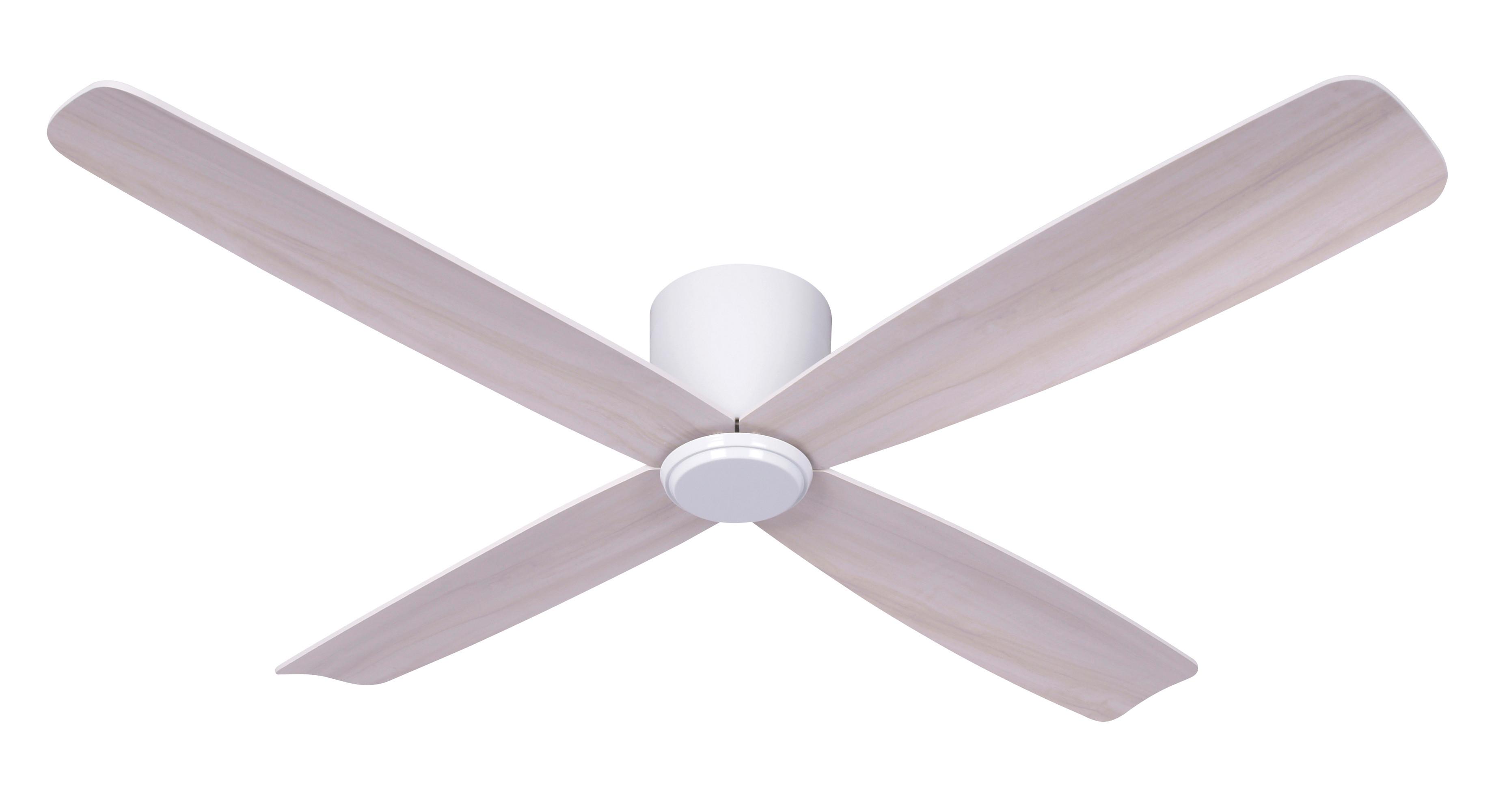 Deckenventilator Lucci Air Fraser 4 Flügel, Geräuscharm - Weiß/Sonoma Eiche, Design, Holzwerkstoff/Kunststoff (132/20cm) - P & B