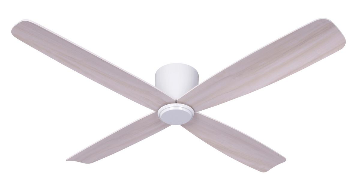 Deckenventilator Lucci Air Fraser 4 Flügel, Geräuscharm - Weiß/Sonoma Eiche, Design, Holzwerkstoff/Kunststoff (132/20cm) - P & B