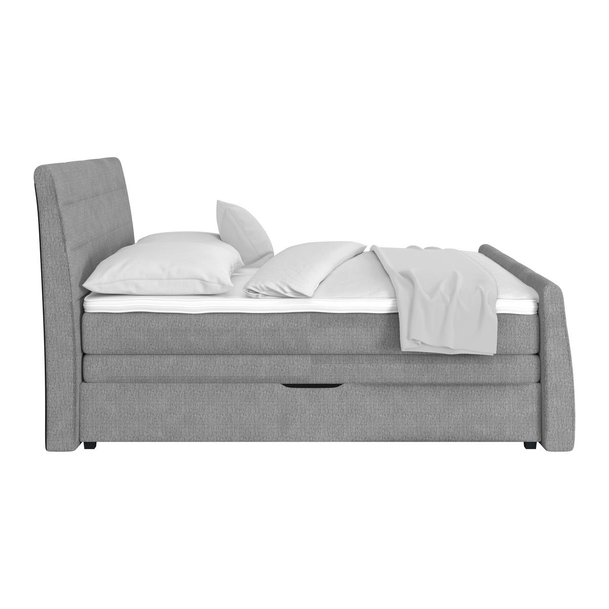 Boxspringbett Libra - Titanfarben/Schwarz, KONVENTIONELL, Textil (160/200cm)