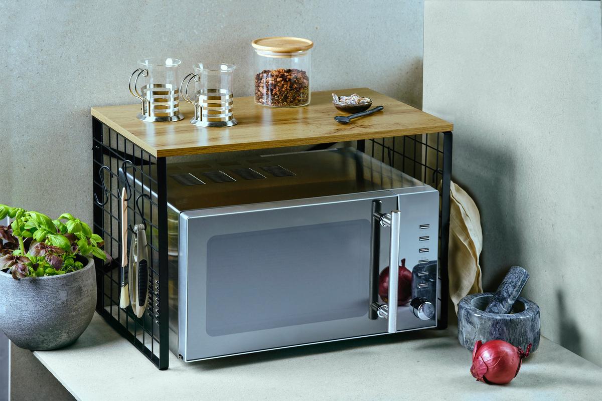 Küchenregal Schwarz, Eiche Dekor L: 52 Cm - Eichefarben/Schwarz, Basics, Holzwerkstoff/Metall (52/32,5/36.5cm) - Kesper