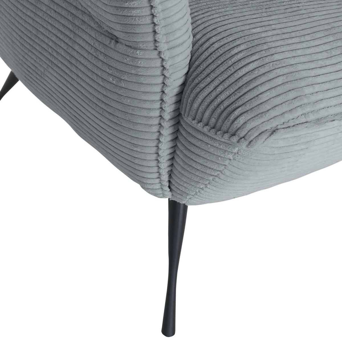 Ohrensessel Lorris - Hellgrau/Schwarz, KONVENTIONELL, Textil (83/110/92cm) - MID.YOU