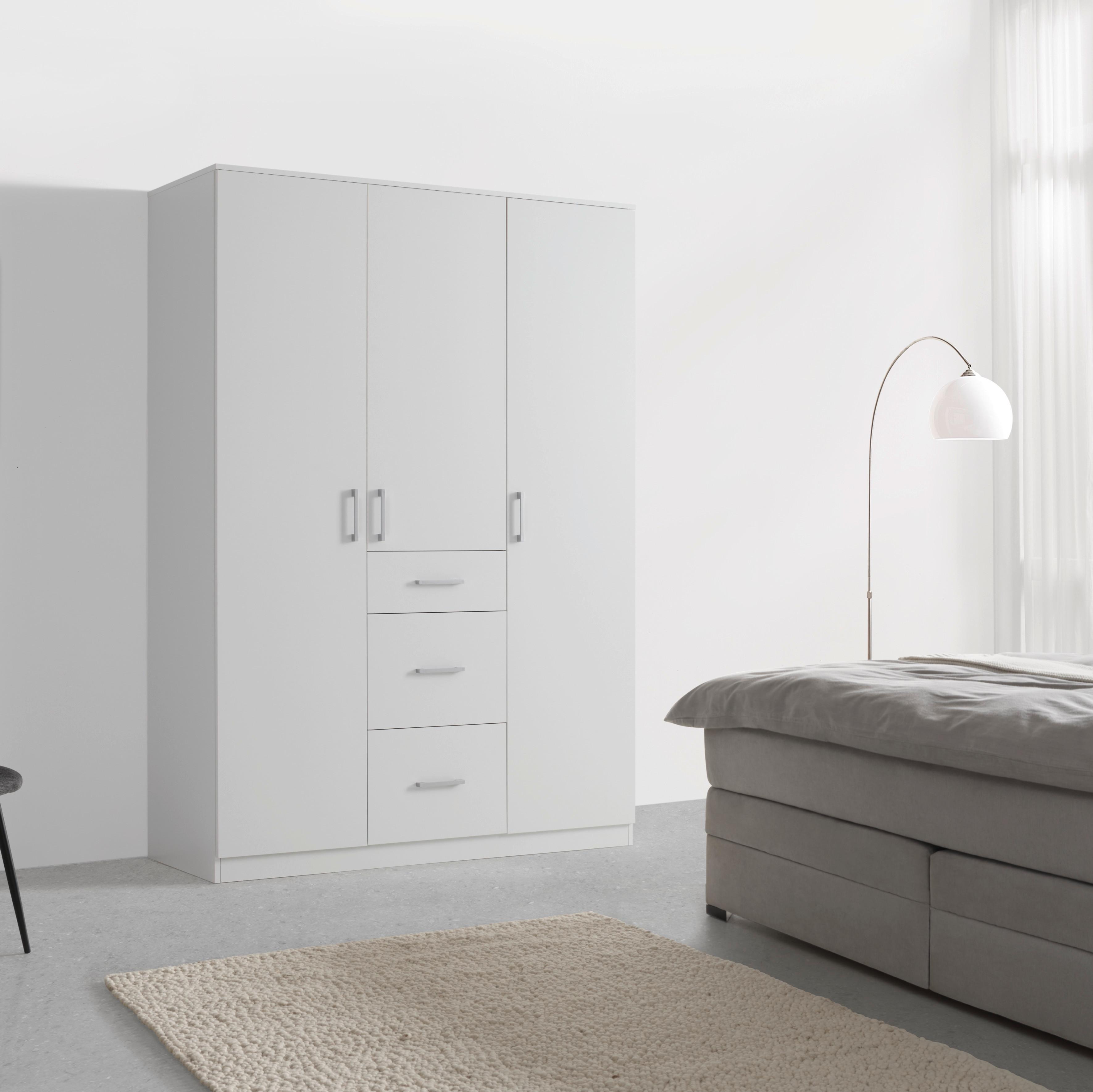 SKRIŇA S OTOČNÝMI DVERAMI LASSE 3T - biela, Konventionell, drevo (135/197/55cm)