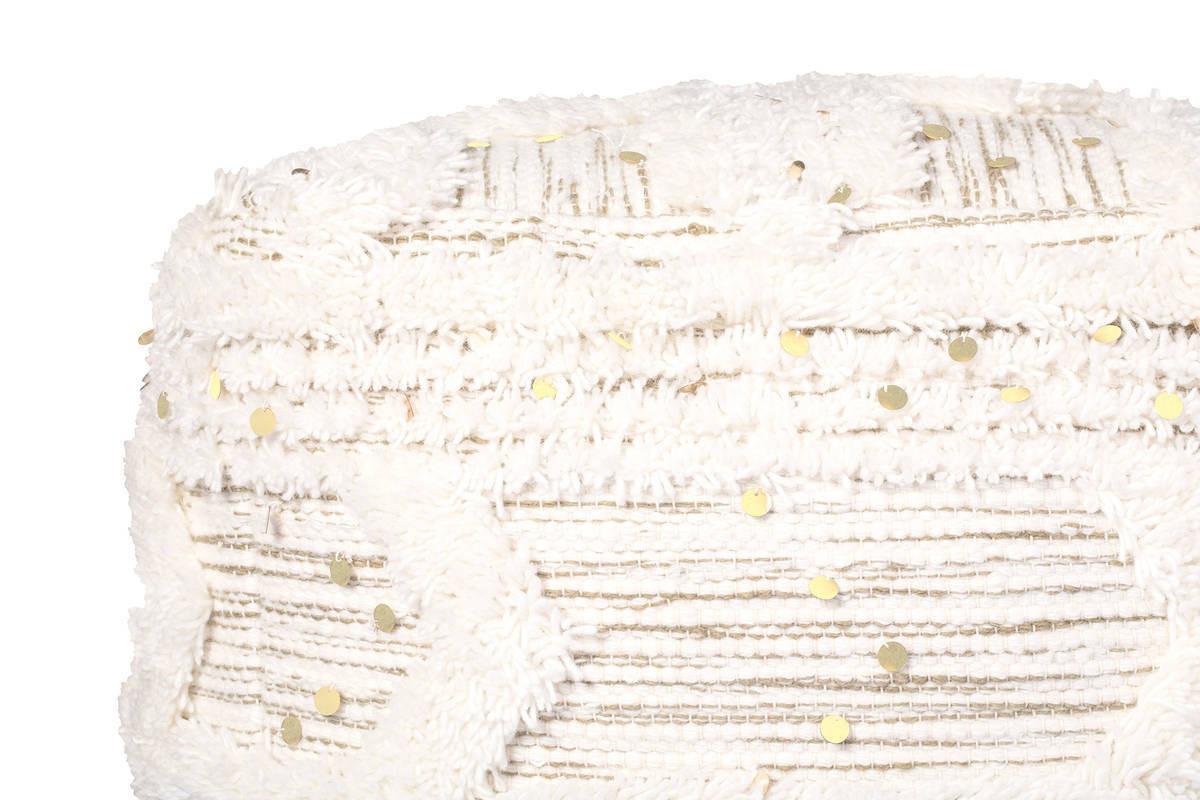 Pouf Bohist Makramee Creme/Olivgrün DxH: 50x45 cm - Creme/Olivgrün, Trend, Kunststoff/Textil (50/45/50cm) - Kayoom