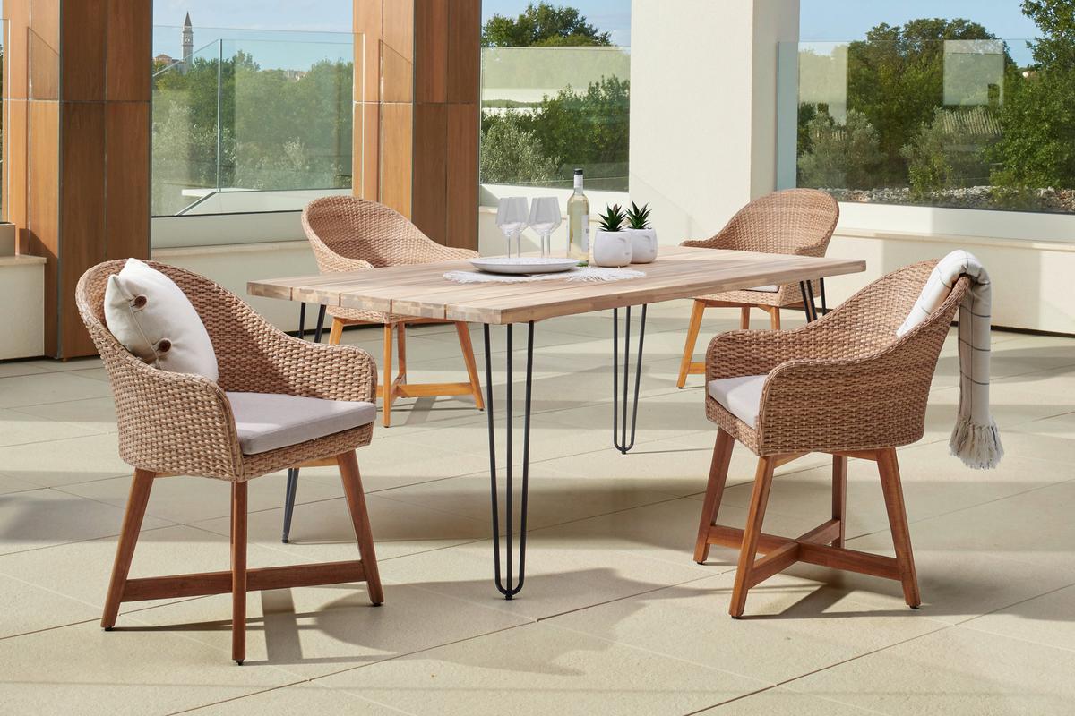 Gartensessel Melanie Aus Kunststoffgeflecht Mit Polster - Hellbraun, MODERN, Holz/Kunststoff (62/86/64cm) - Beldano