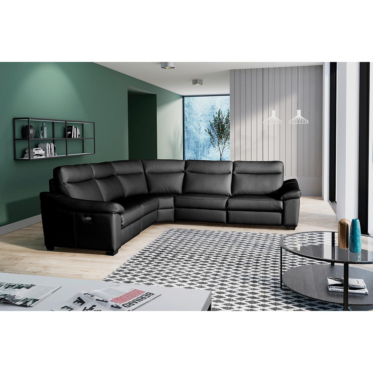 Ecksofa Dakar Schwarz B: 299x299 cm - Schwarz, Design, Leder (299/299cm) - Livetastic
