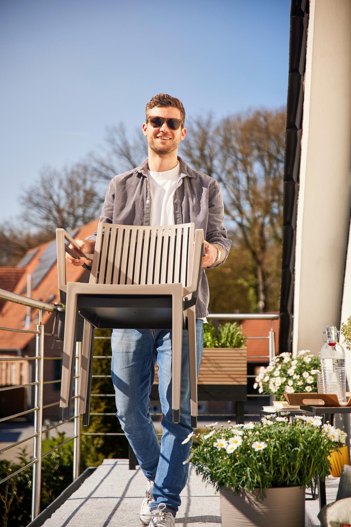 Gartengarnitur T20186 - Taupe/Anthrazit, Basics, Holzwerkstoff/Kunststoff (65/80/65cm) - Siena Garden