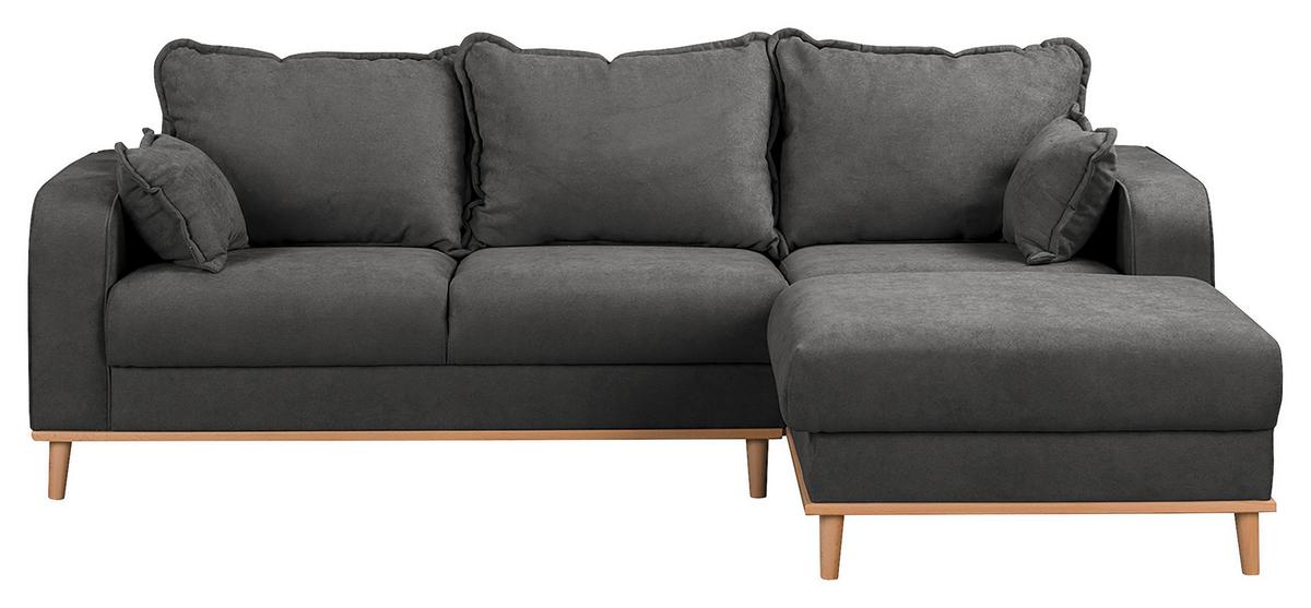 Ecksofa Beata Dunkelgrau S: 230x150 cm - Wengefarben/Dunkelgrau, Design, Textil (230/150cm) - Livetastic