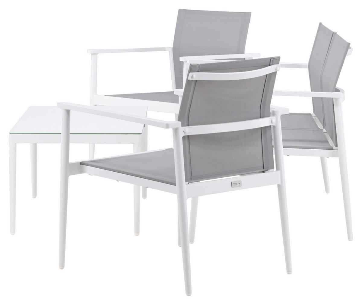 Loungegarnitur Break - Weiß/Grau, KONVENTIONELL, Glas/Textil - Gardenson