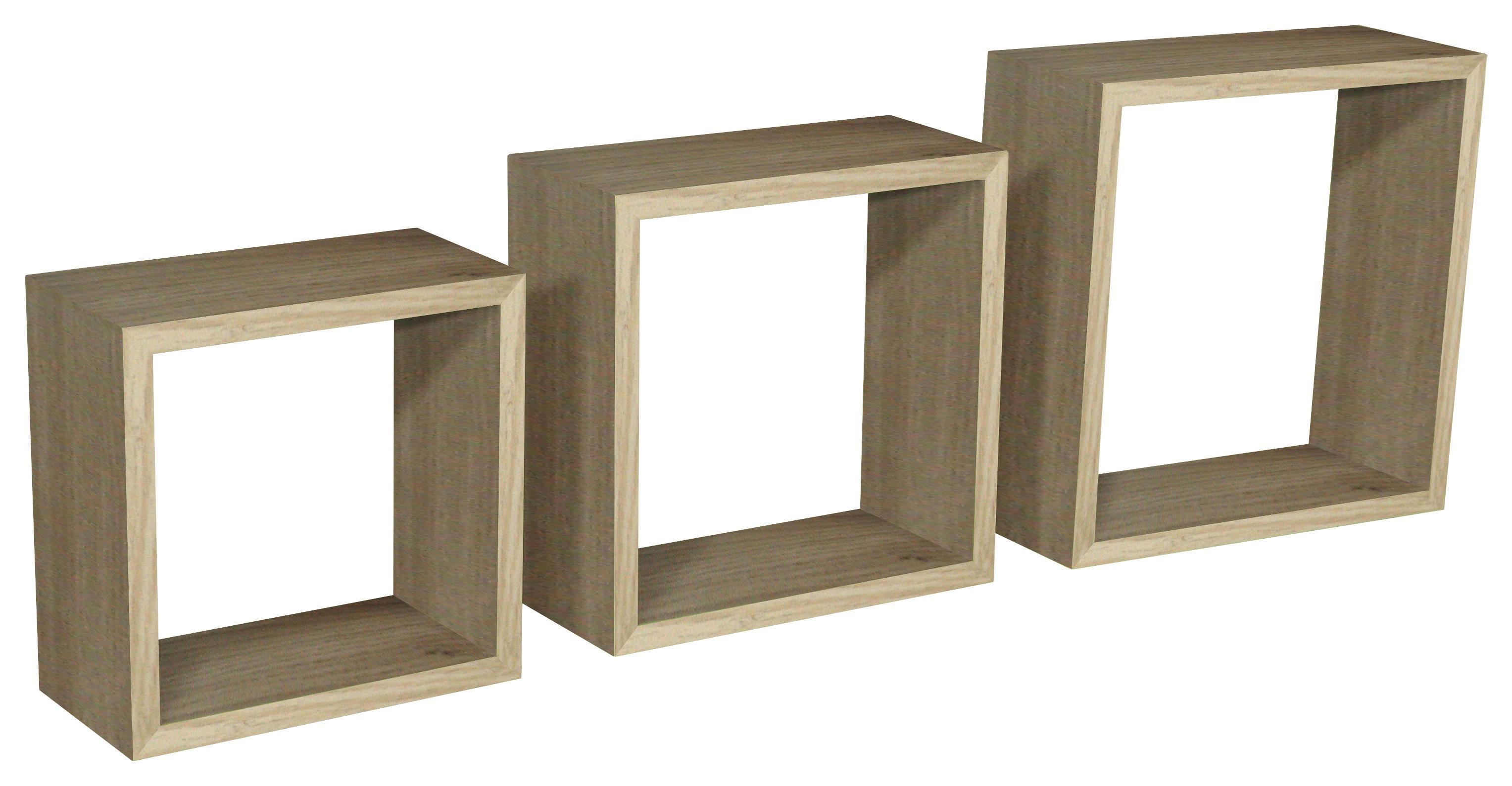 Regál Nástěnný Simple 3 - barvy dubu, Moderní, kompozitní dřevo/plast (30-27-24/30-27-24/12cm)