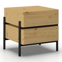 Noční stolek JASMINA barvy dubu - barvy dubu/černá, Moderní, kov/dřevo (53/50/41,5cm) - P & B