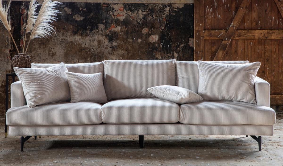 3-SITZER-SOFA Lysekil Schwarz/Beige B: 259cm - Beige/Schwarz, MODERN, Textil/Metall (259/86/86cm) - Livetastic