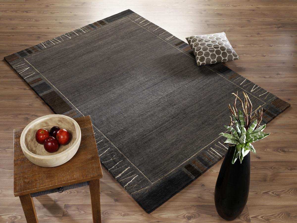 Orientalischer Webteppich Dunkelgrau 140x70 cm - Dunkelgrau, Basics, Textil (70/140cm) - Cazaris
