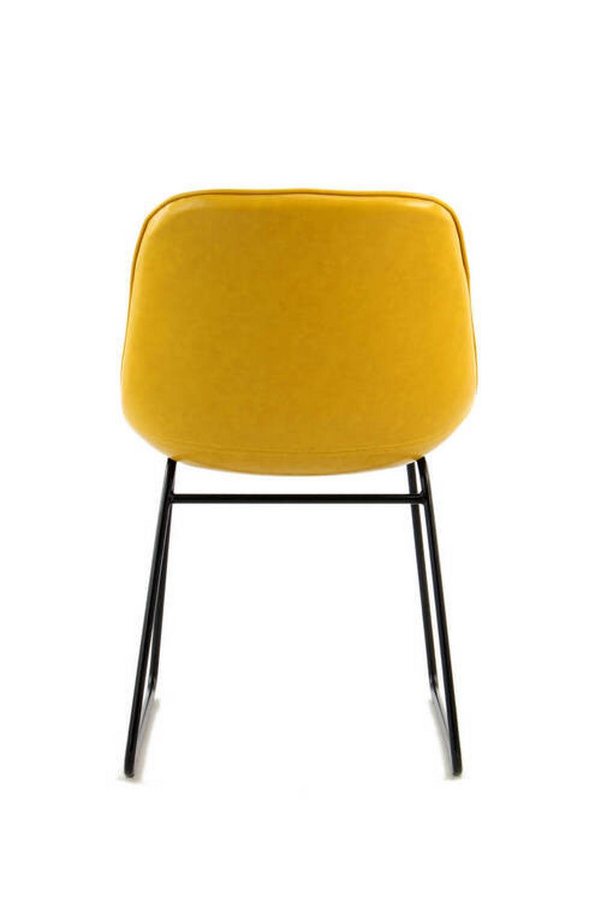 Schalenstuhl Cora Gelb Gepolstert 2er-Set - Gelb, MODERN, Leder/Metall (49,5/81/64,5cm) - Kayoom