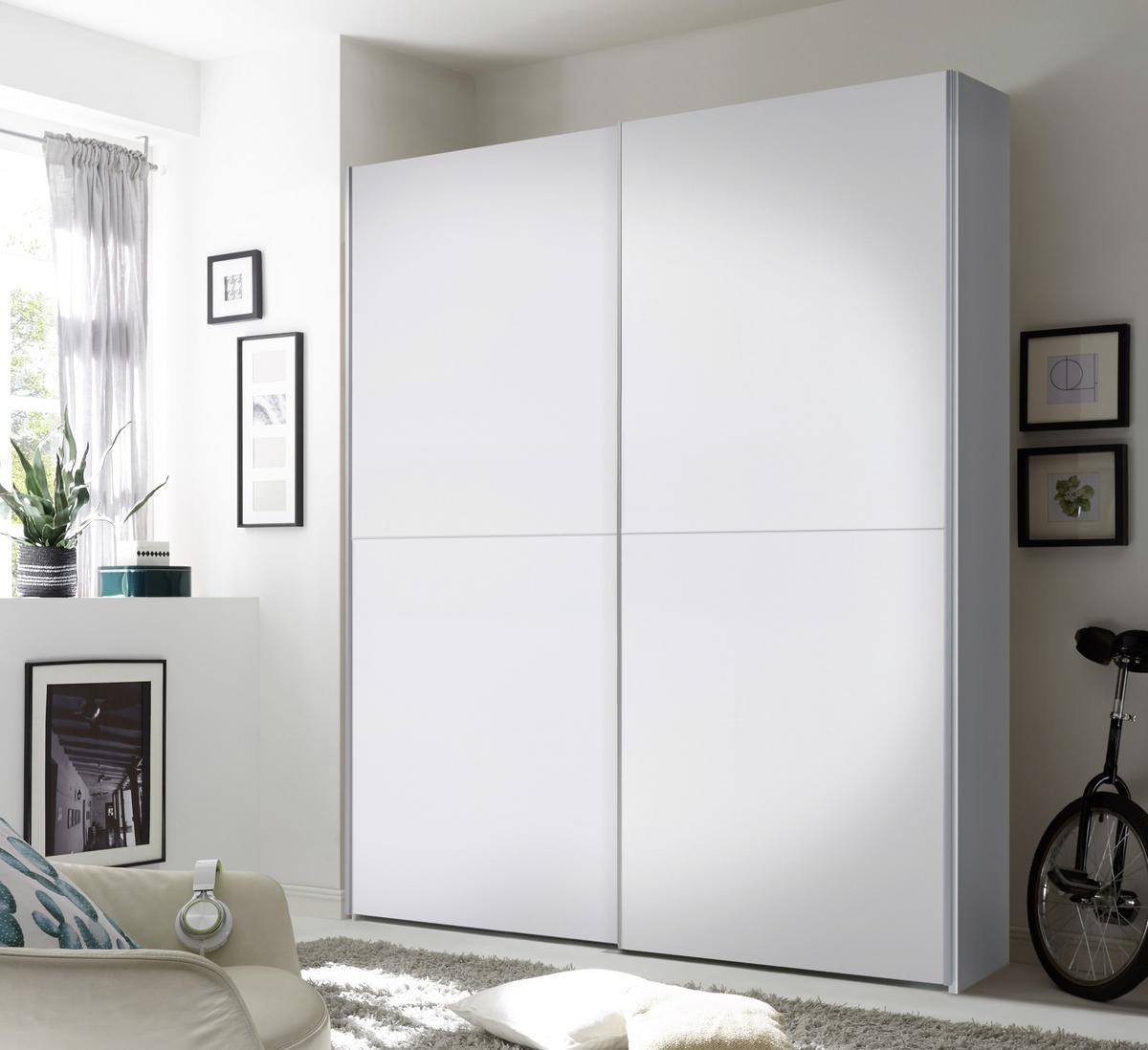Schwebetürenschrank 170cm Starter, Schachbrettweiß - Eichefarben/Weiß, Design, Holzwerkstoff (170/195/59cm) - P & B