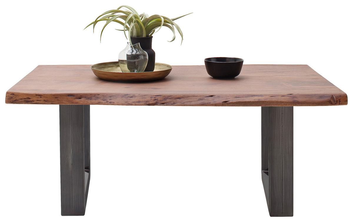 Couchtisch Holz Massiv Cartagena Walnuss/Nickelfarben - Walnussfarben/Nickelfarben, MODERN, Holz/Metall (110/45/70cm)