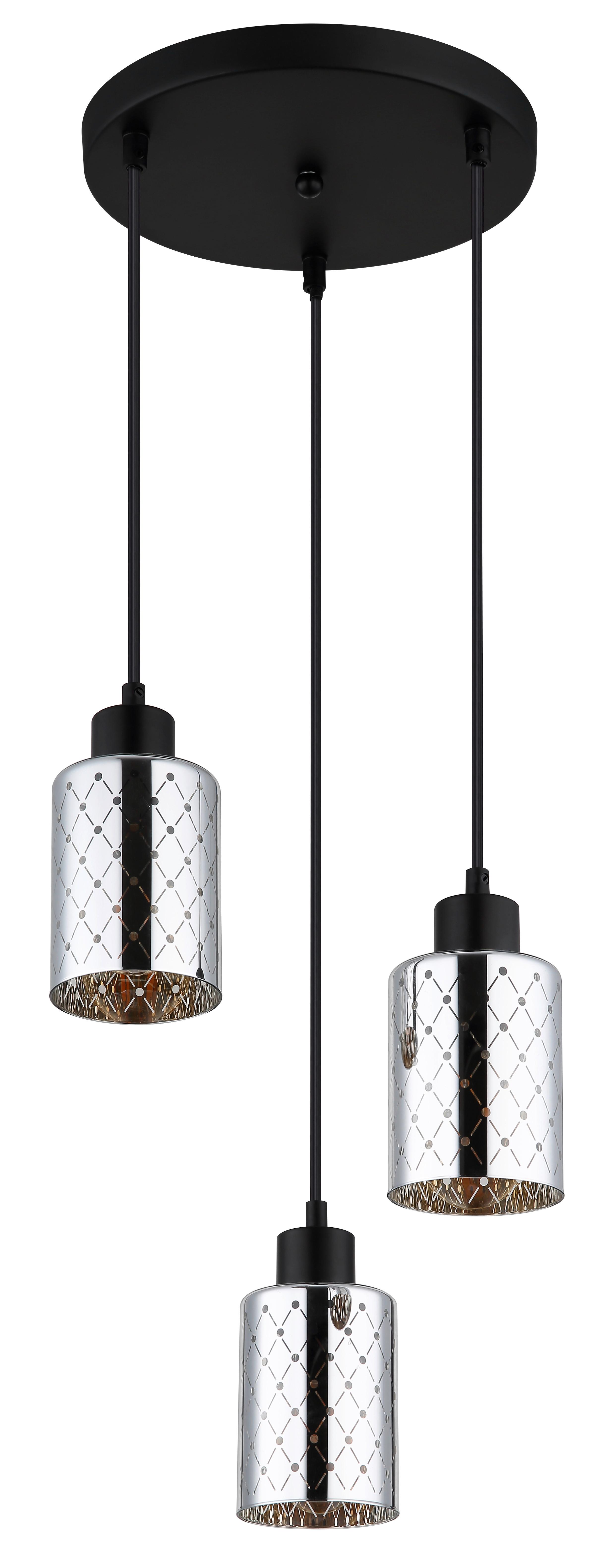 HÄNGELEUCHTE Exkl. 3xE27 40W - Klar/Chromfarben, Basics, Glas/Kunststoff (29/120cm) - Globo