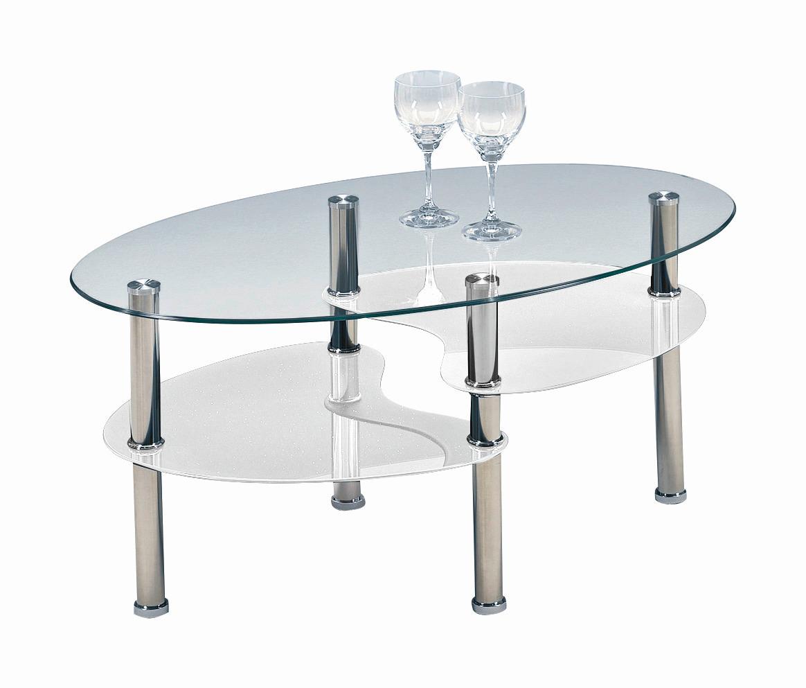 Couchtisch Glas Oval Mit Ablageflächen Saba, Weiß - MODERN, Glas (90/45/55cm)