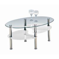 Couchtisch Glas Oval Mit Ablageflächen Saba, Weiß - MODERN, Glas (90/45/55cm)