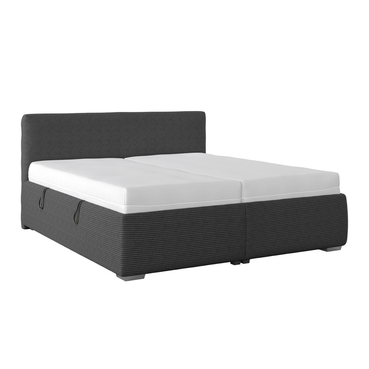 Polsterbett Lesia - Chromfarben/Dunkelgrau, KONVENTIONELL, Holzwerkstoff/Textil (180/200cm)