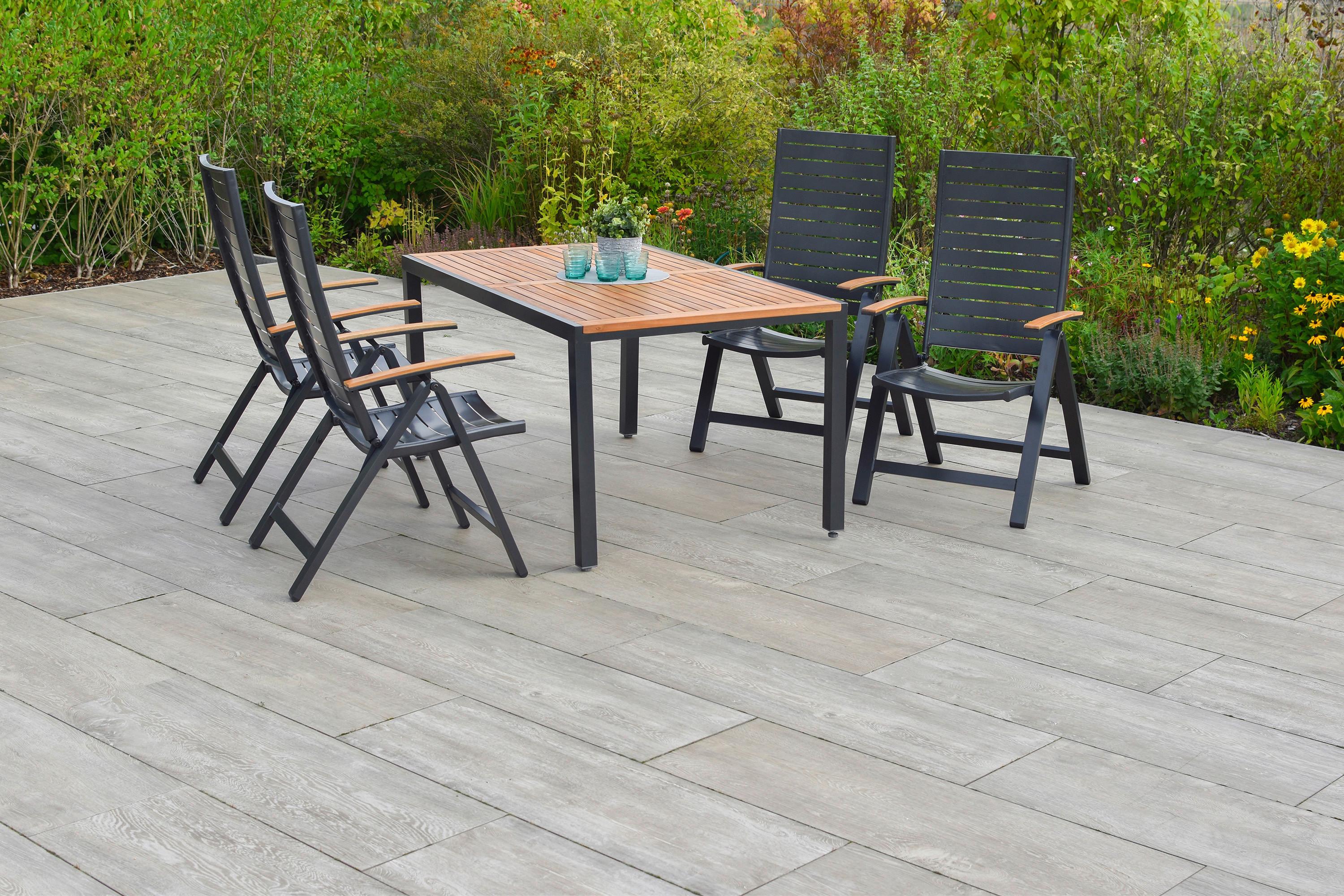 Klappsessel Klappbar Astros Akazie/metall - Graphitfarben/Naturfarben, MODERN, Holz/Metall (60/114/68cm) - Gardenson