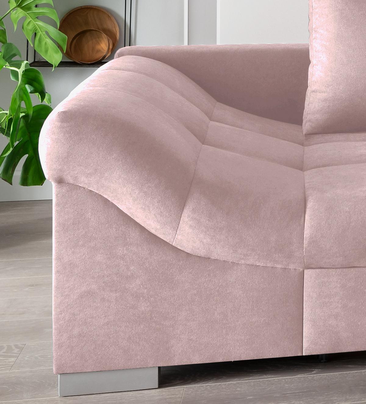 Eckschlafsofa Alvito Rosa S: 298/202 cm - Silberfarben/Rosa, Design, Textil (298/202cm) - MID.YOU