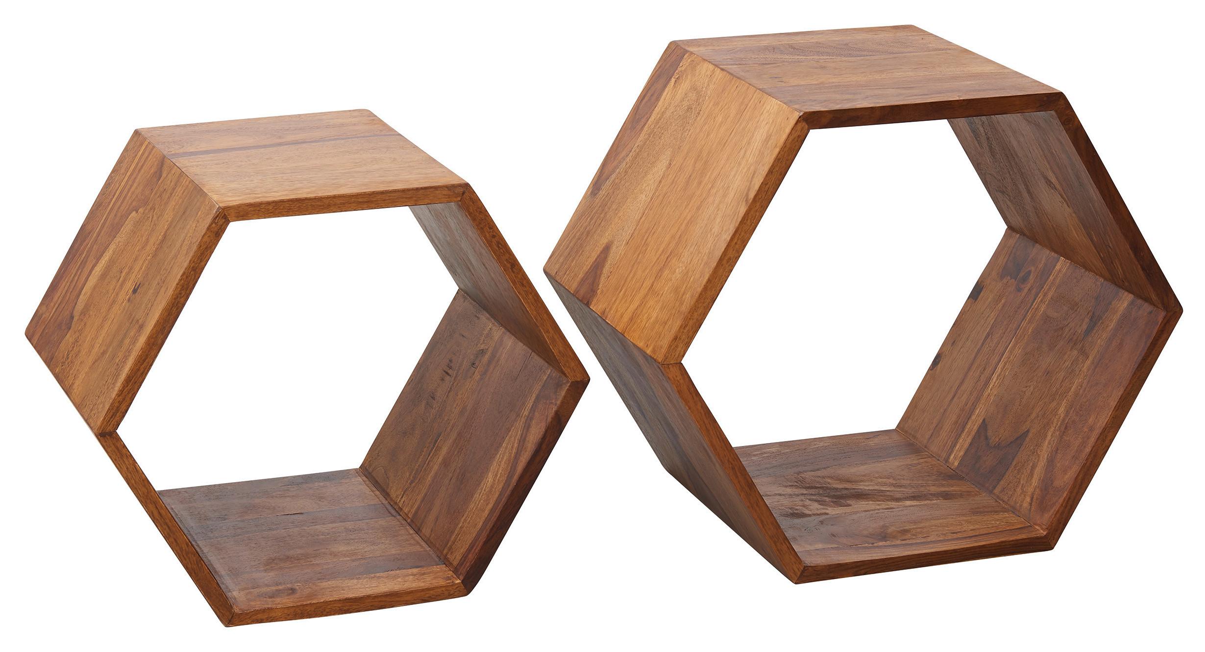 Príručný stolík Kasa sada 2ks masív - farba indického palisandra, Design, drevo (46/30/40cm) - MID.YOU