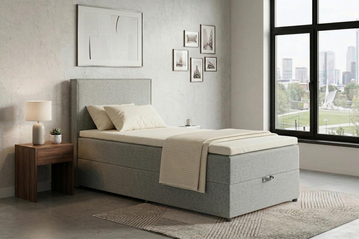 Boxspringbett Naxos 100x200 Soul 2 Grau - Schwarz/Grau, MODERN, Holzwerkstoff/Textil (100/200cm)