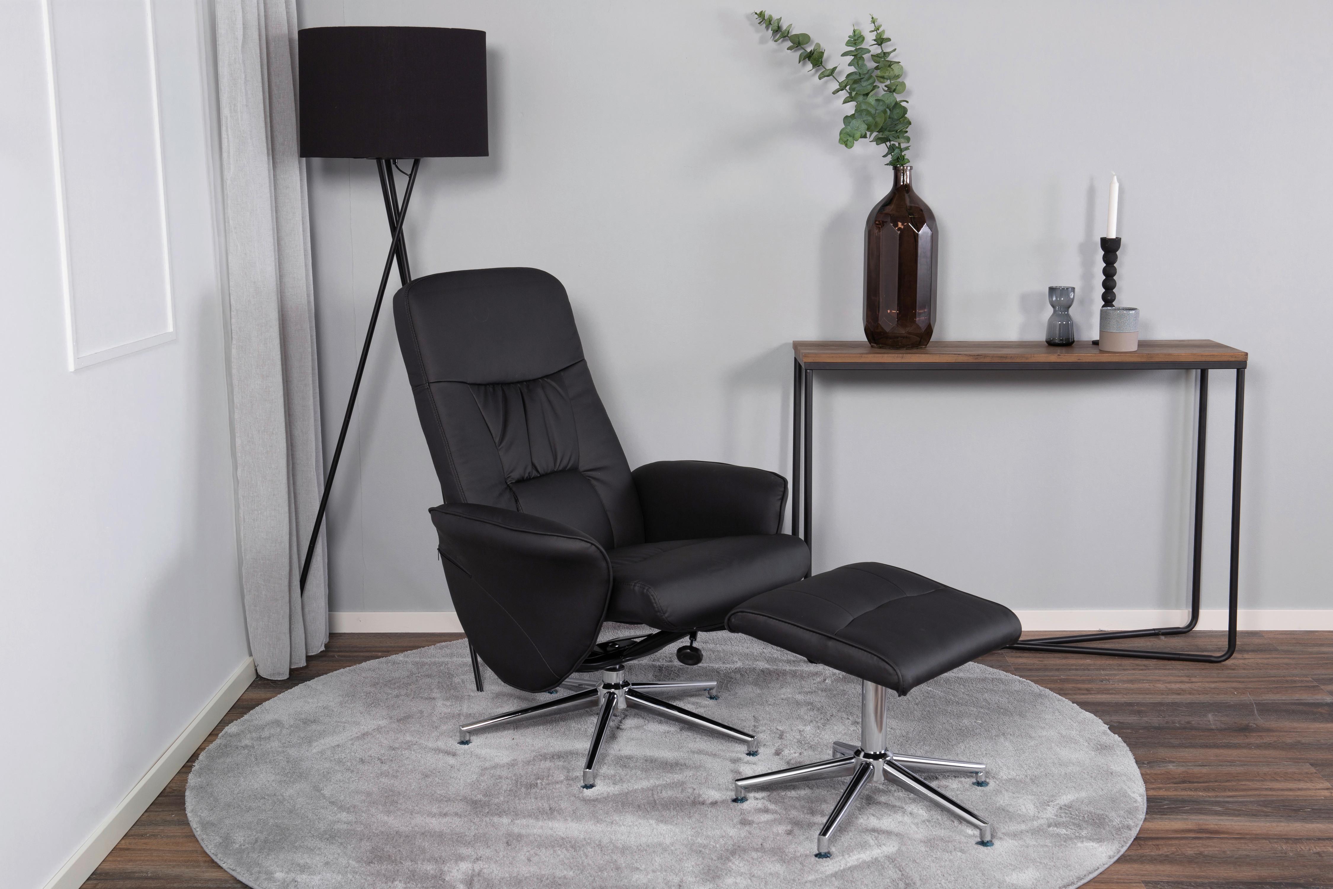 Relaxsesselset Rolf - Schwarz, Design, Textil/Metall (77/104.5/82cm) - Livetastic