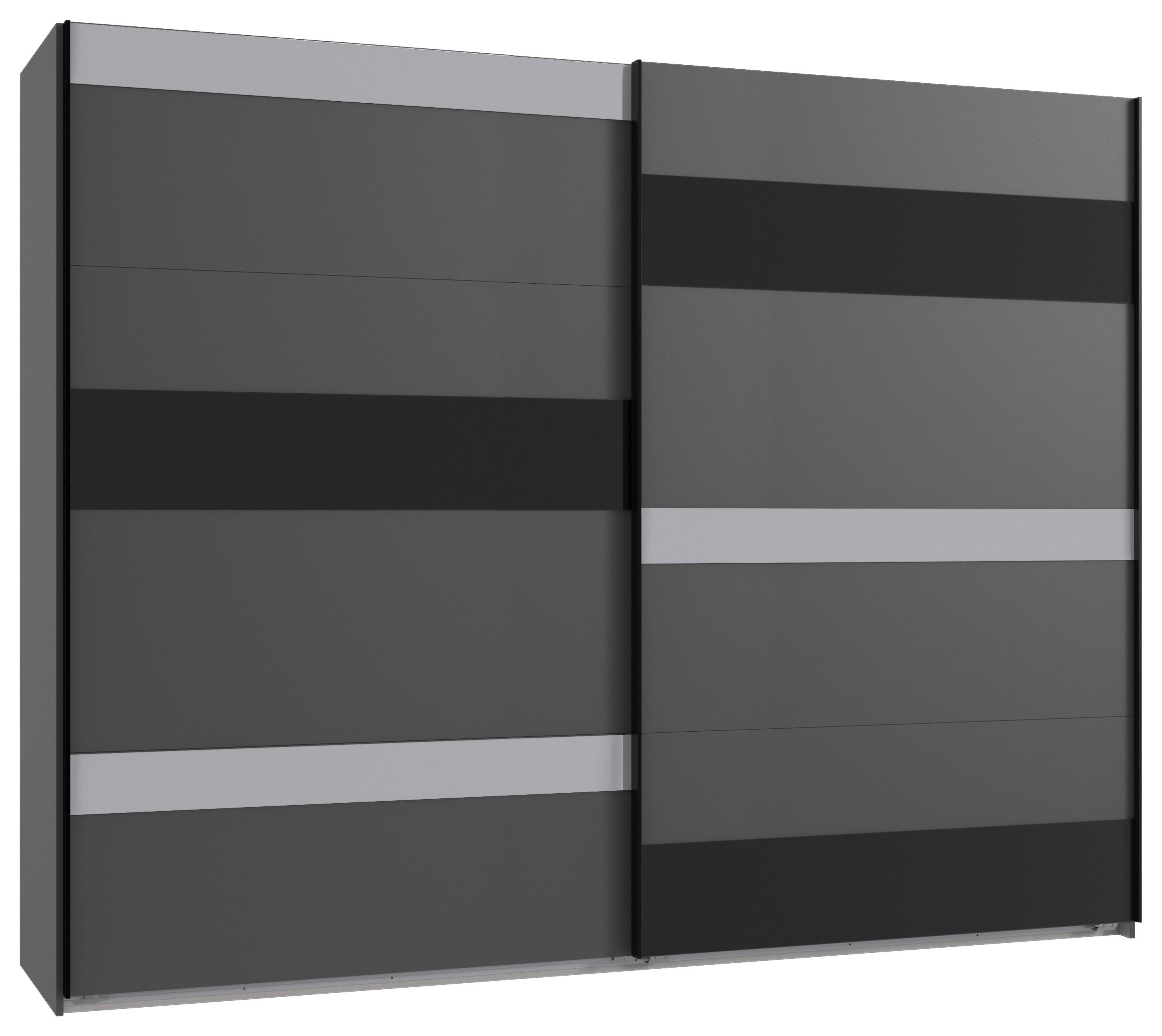 Schwebetürenschrank Monaco Graphitfarben/schwarz B: 270cm - Hellgrau/Graphitfarben, MODERN, Glas/Holzwerkstoff (270/210/65cm) - MID.YOU