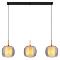 Hängeleuchte 16049-3h - Messingfarben/Schwarz, KONVENTIONELL, Glas/Kunststoff (91/21/150cm) - Globo