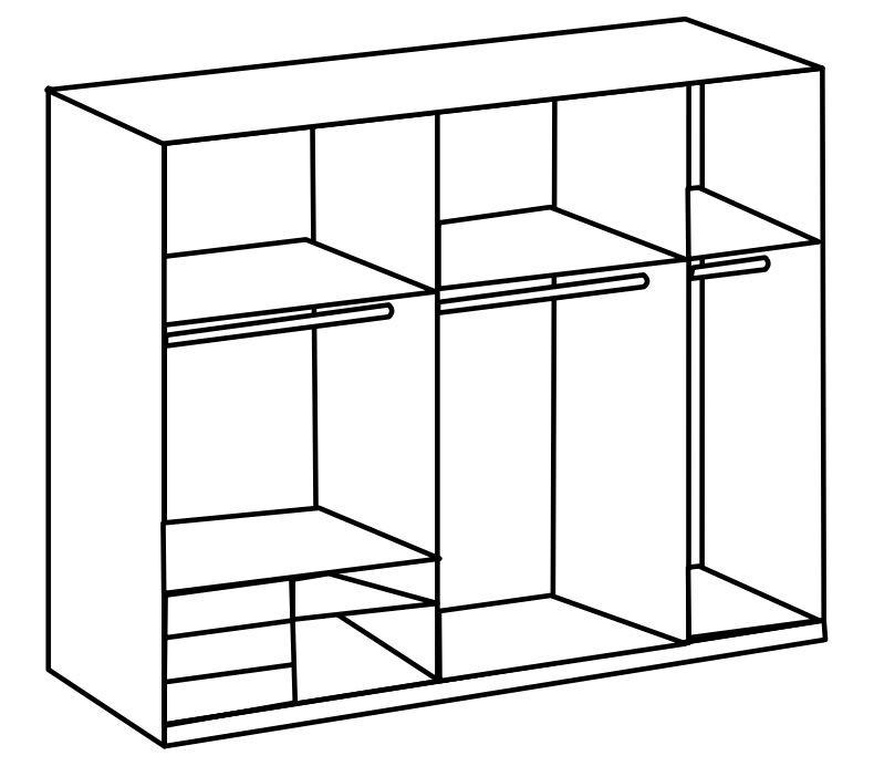 Skriňa s posuvnými dverami LEVEL 250 - biela s vysokým leskom/grafitová, Modern, kov/kompozitné drevo (250/216/65cm) - MID.YOU