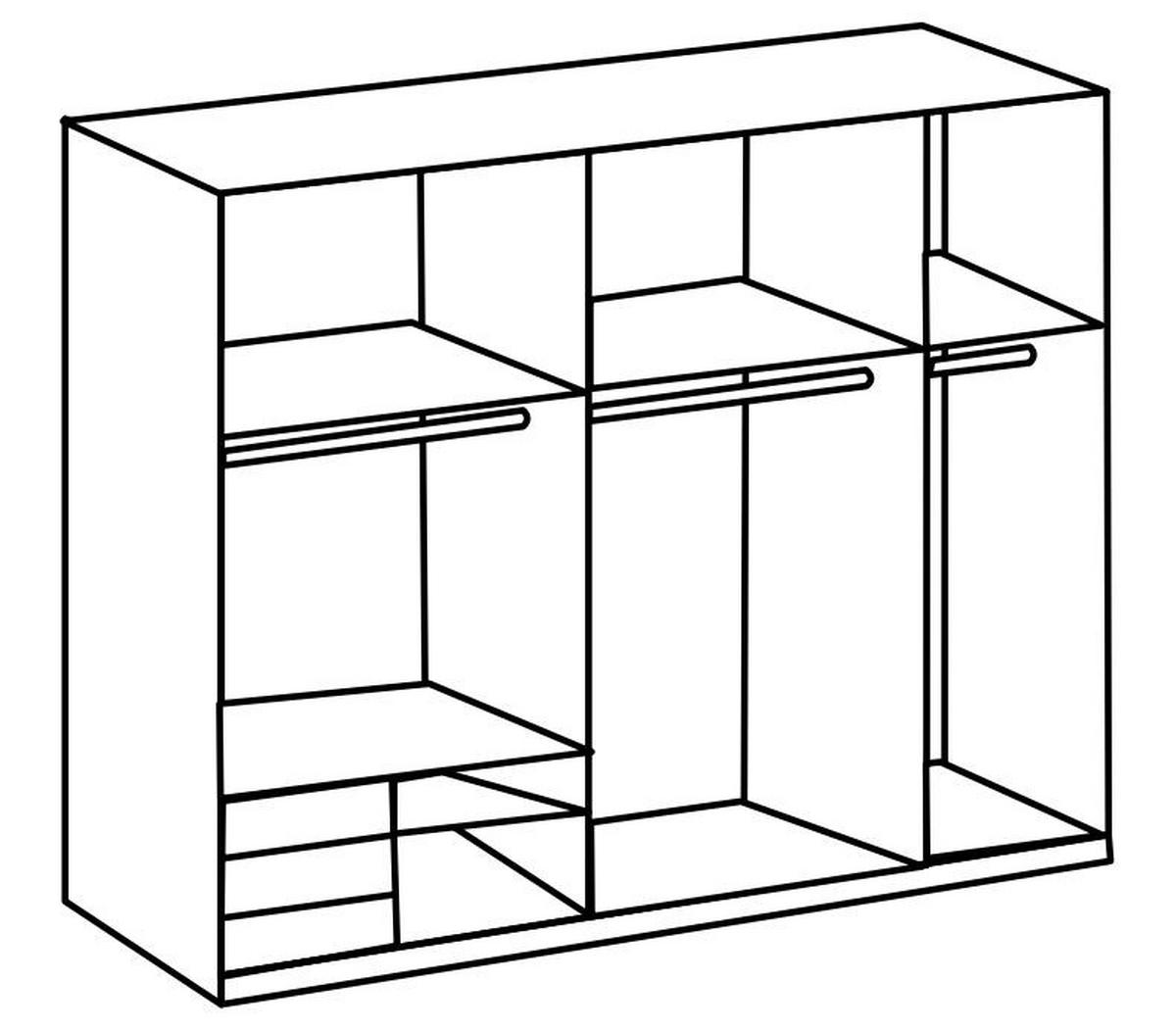 Skriňa s posuvnými dverami LEVEL 250 - biela s vysokým leskom/grafitová, Modern, kov/kompozitné drevo (250/216/65cm) - MID.YOU