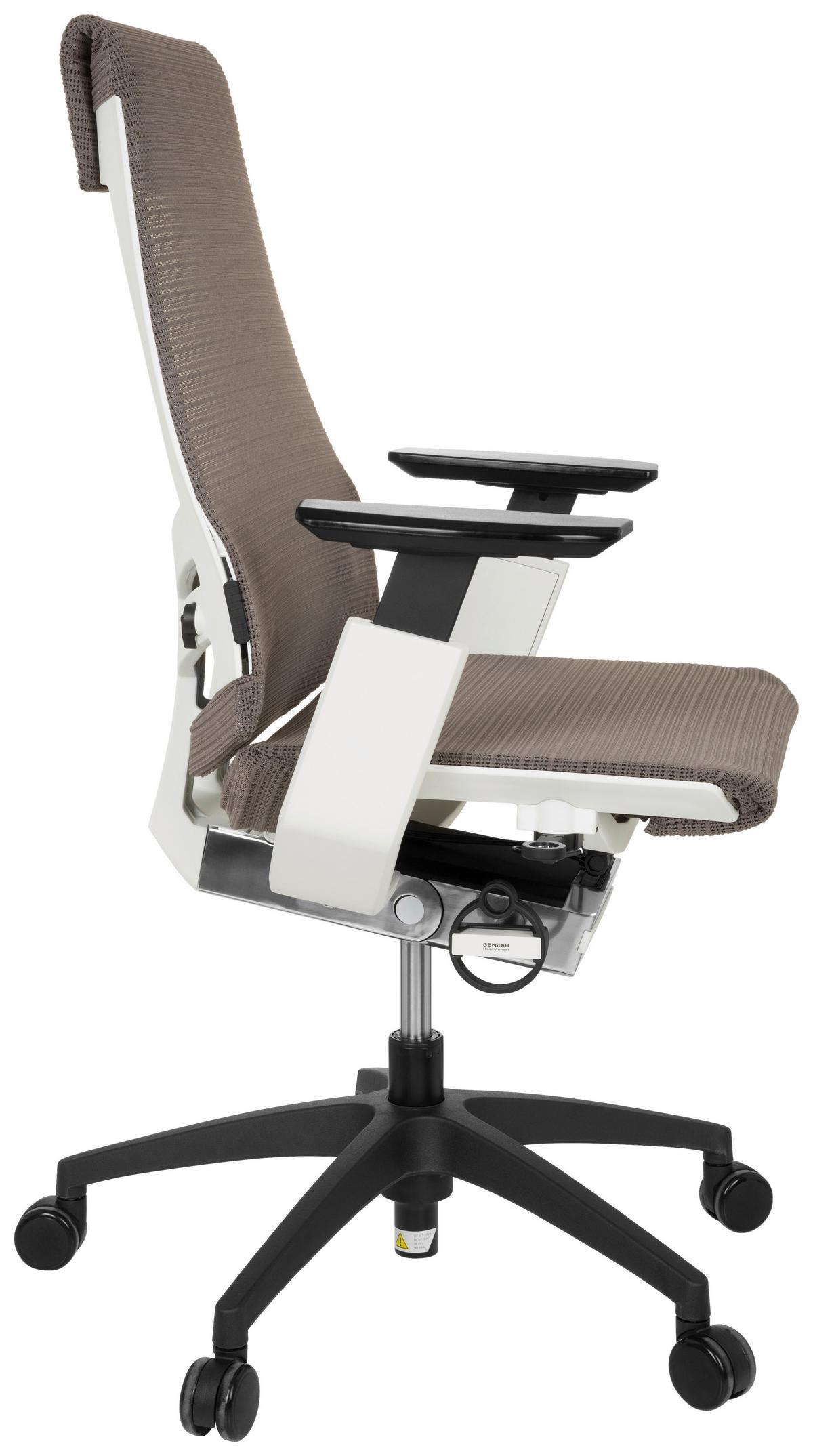 Drehstuhl Genidia Smart White Armstützen Grau Bis 120kg - Schwarz/Weiß, MODERN, Kunststoff/Textil (70/112/55cm) - MID.YOU