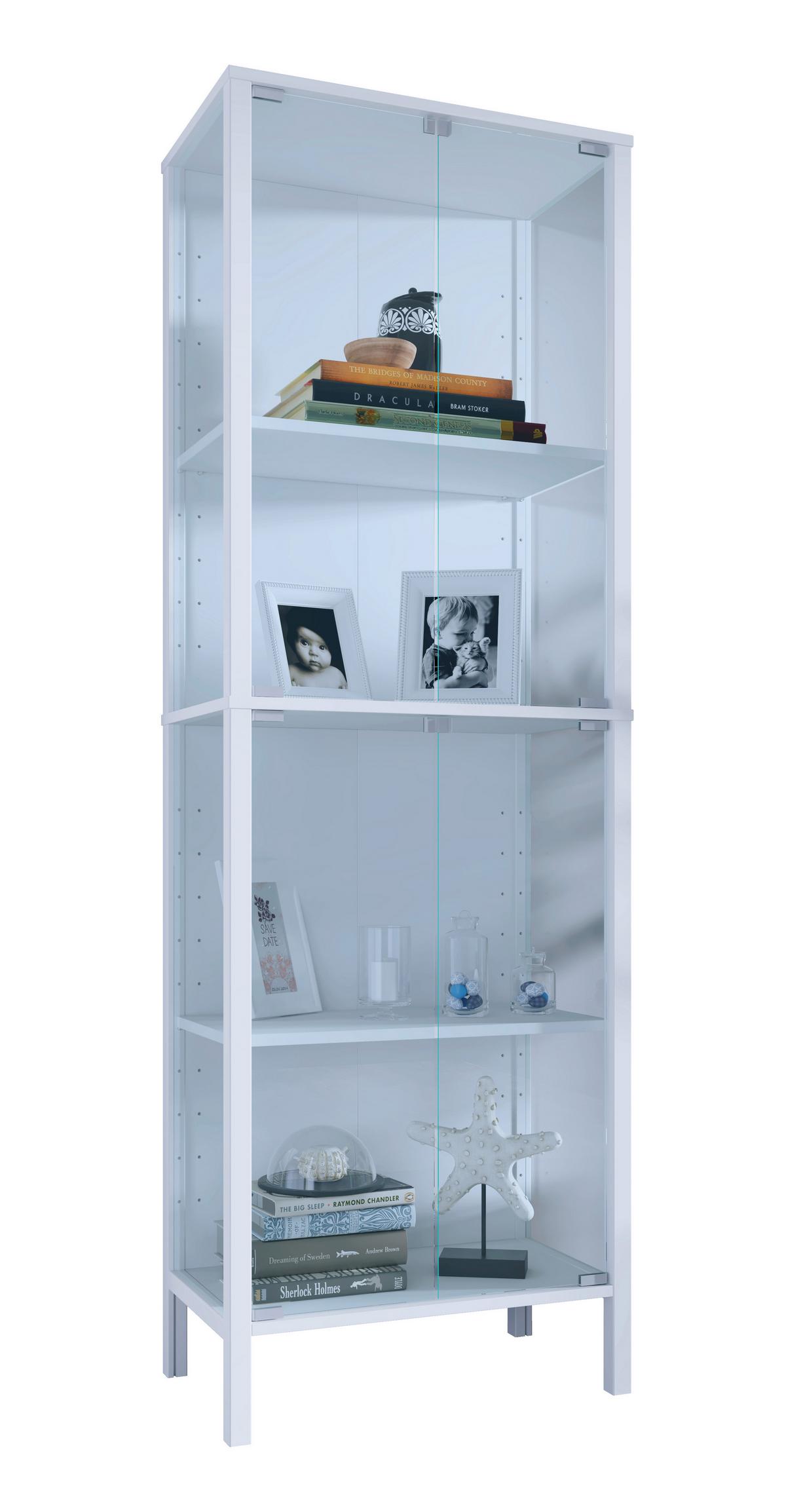 VITRINE Jensol, Weiß B: 60 cm - Klar/Weiß, Design, Glas/Holzwerkstoff (60/178/35cm) - Livetastic