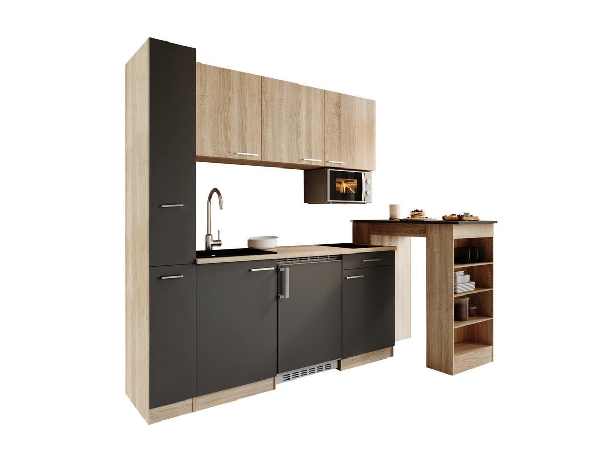 Küchenblock Ingrid Grau/Eichefarben B: 180cm - Eichefarben/Grau, Design, Holzwerkstoff (180cm) - Respekta