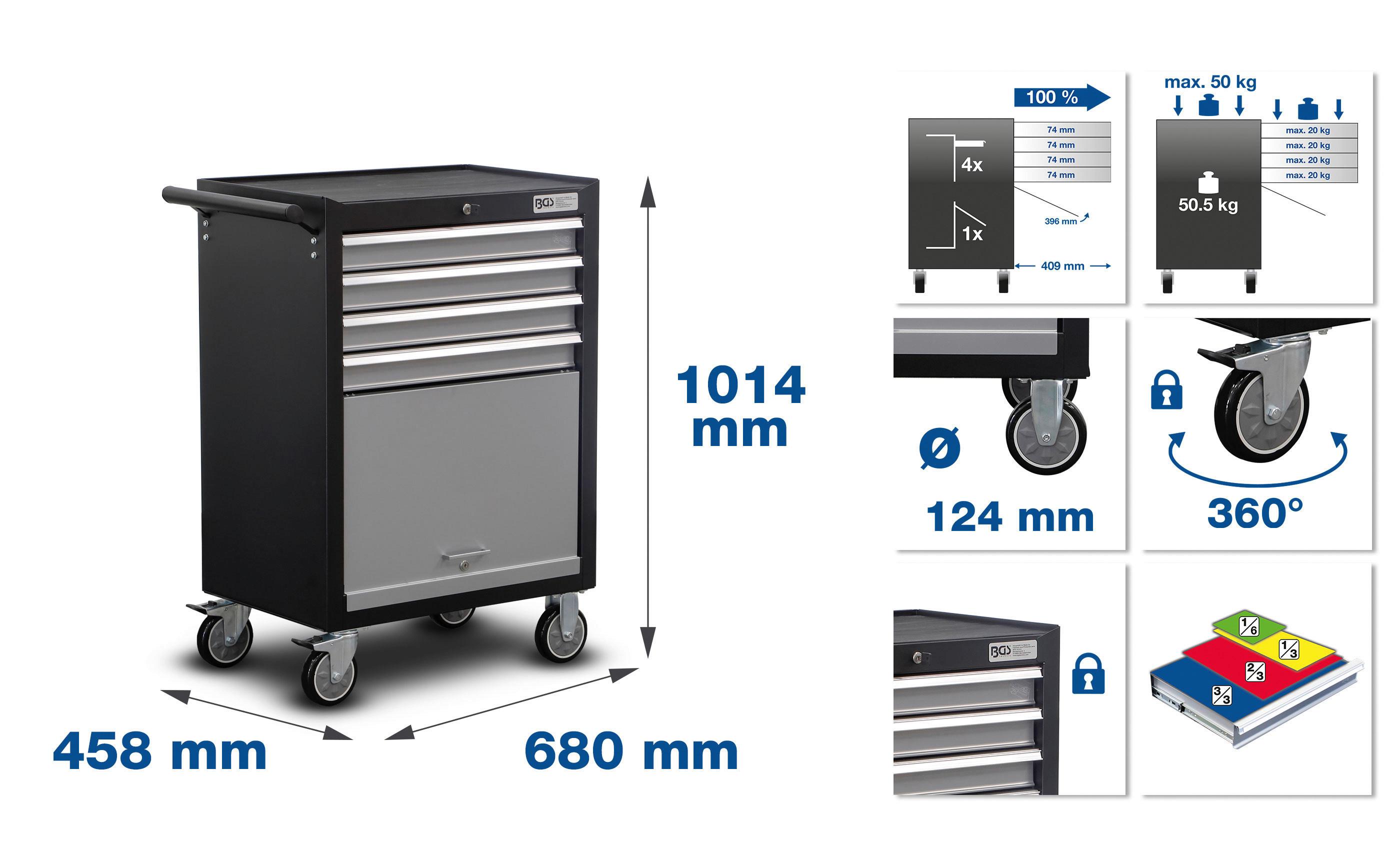 Werkstattwagen Azubi 4 Laden Anthrazit/grau B: 68 Cm - Anthrazit/Grau, Basics, Metall (68/101,4/45,8cm)