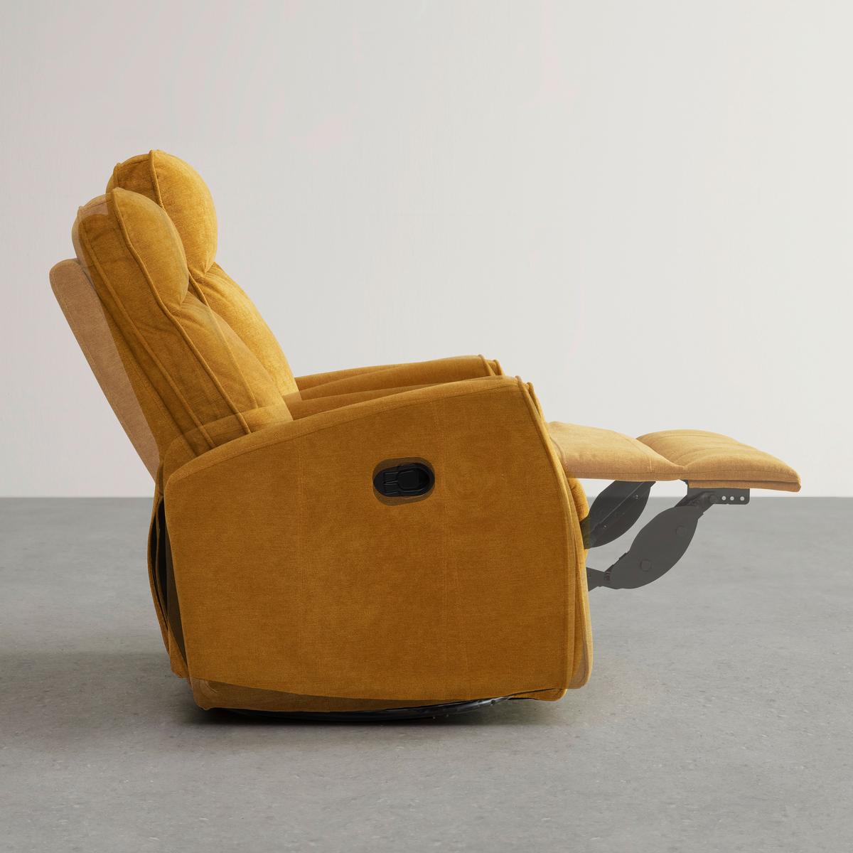 Polohovatelné relaxační křeslo Melinda, žluté - curry žlutá/černá, Moderní, kov/textil (76/103/93cm) - Mömax
