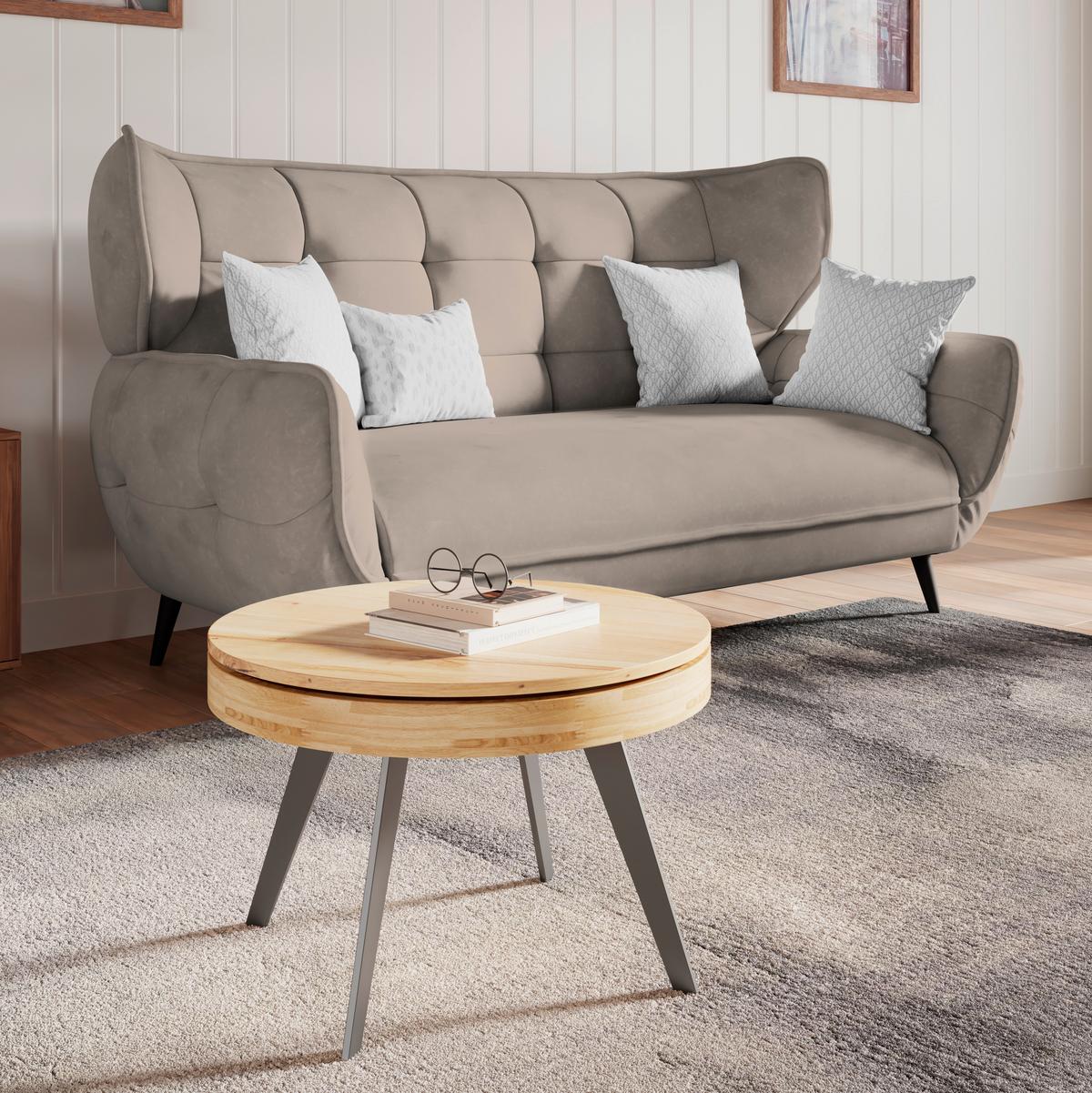 Dvojmiestna pohovka PESCARA, sahara - čierna/Sahara, Modern, textil (191/105/98cm)