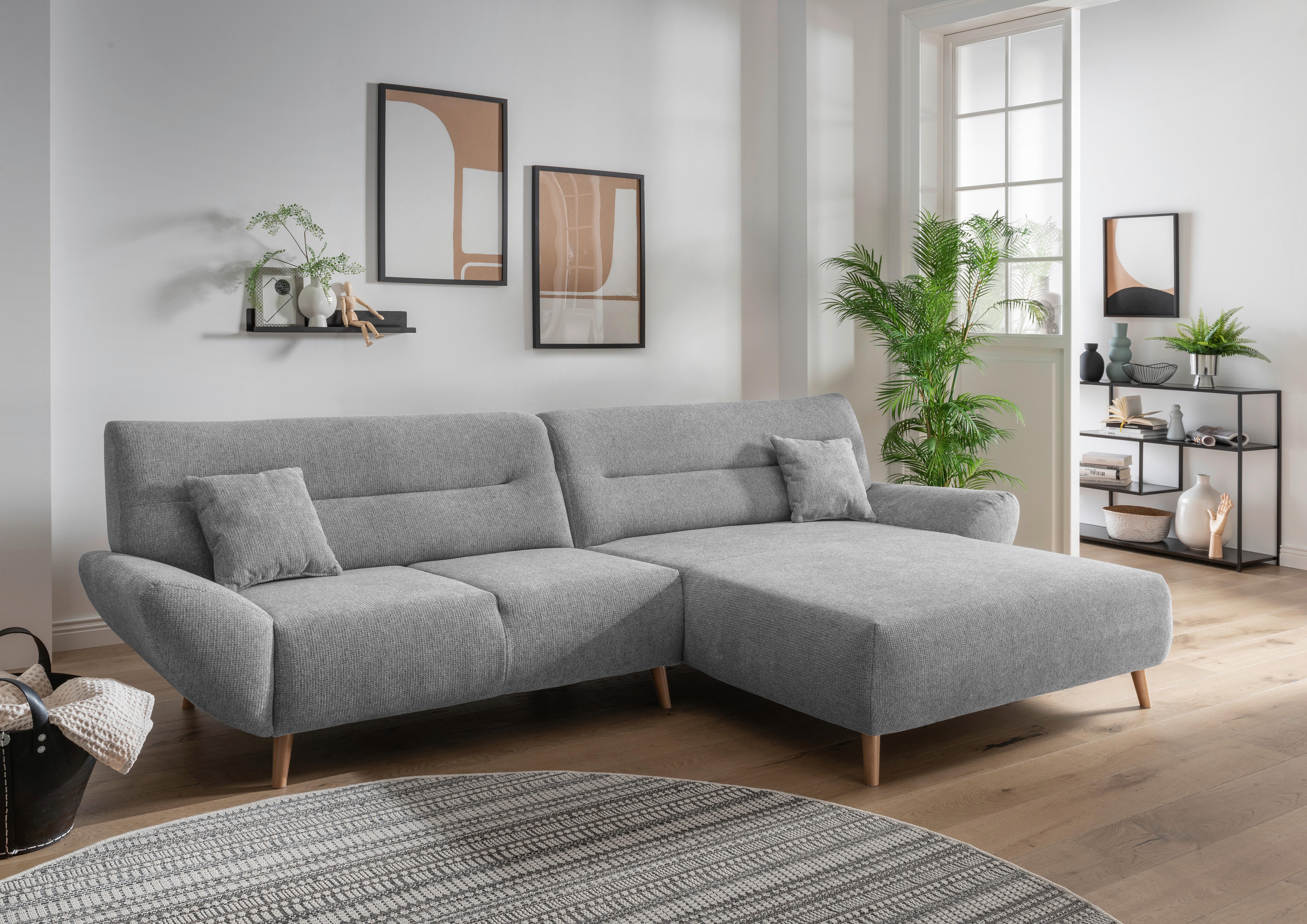 Ecksofa Drago Grün S: 290/166 Cm - Wildeiche/Silberfarben, MODERN, Holz/Textil (290/166cm) - MID.YOU